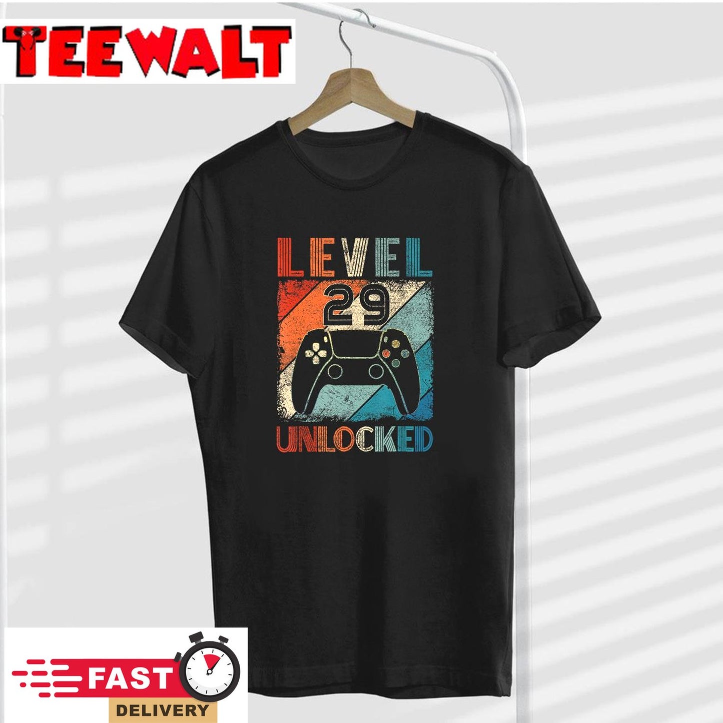 Vintage Level 29 Unlocked Video Gamer 29th Birthday T-Shirt