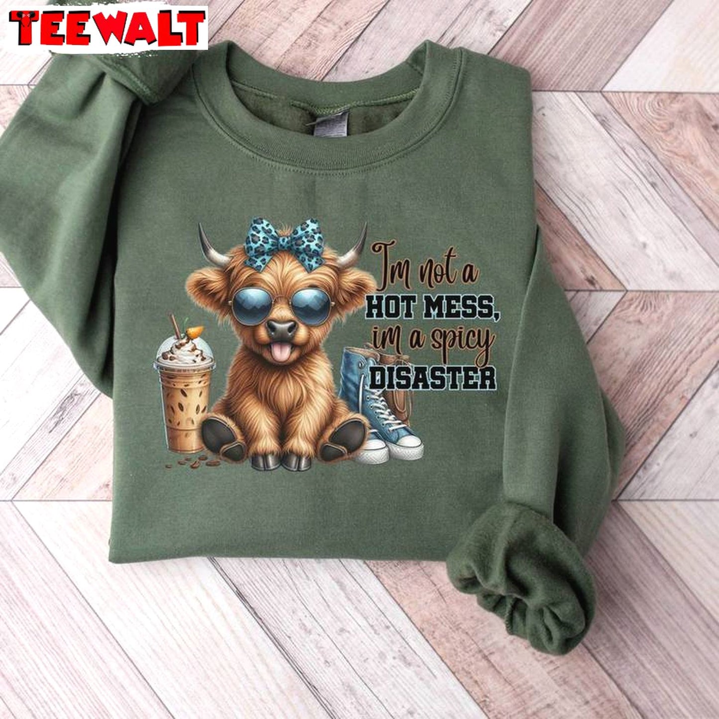 Cute Cow Inspired Unisex Hoodie, Comfort I'm Not A Hot Mess I'm A Spicy Disaster Shirt Sweater