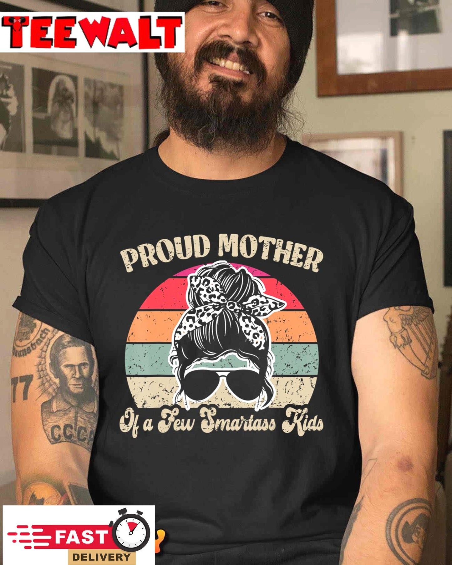 Proud Mother Of A Few Smartass Kids Mother's Day Messy Bun T-Shirt