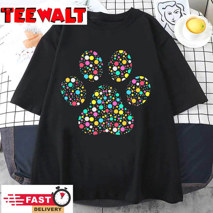 Colourful Polka Dot Dog Paw International Dot Day 2022 T-Shirt