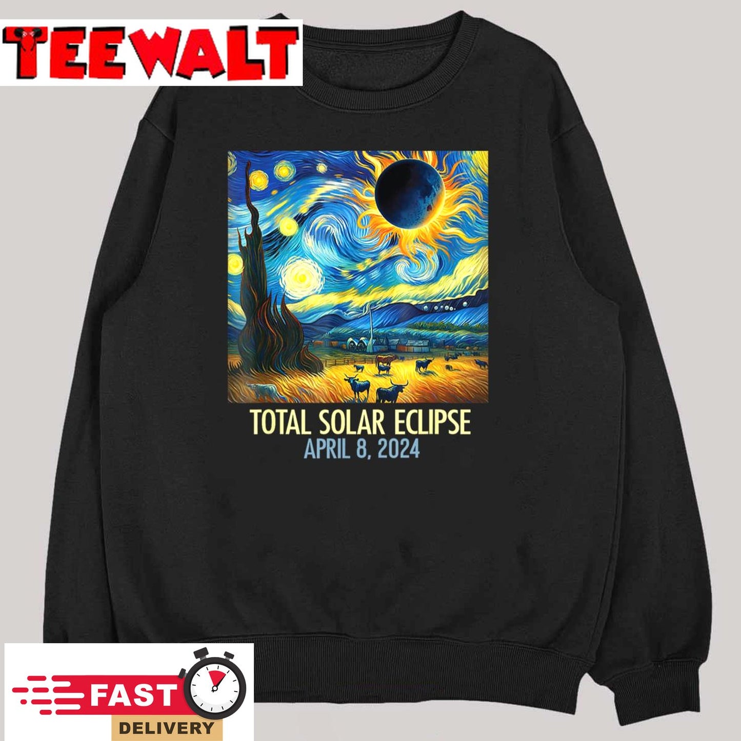 Total Solar Eclipse 2024 Starry Night Van Gogh Totality T-Shirt