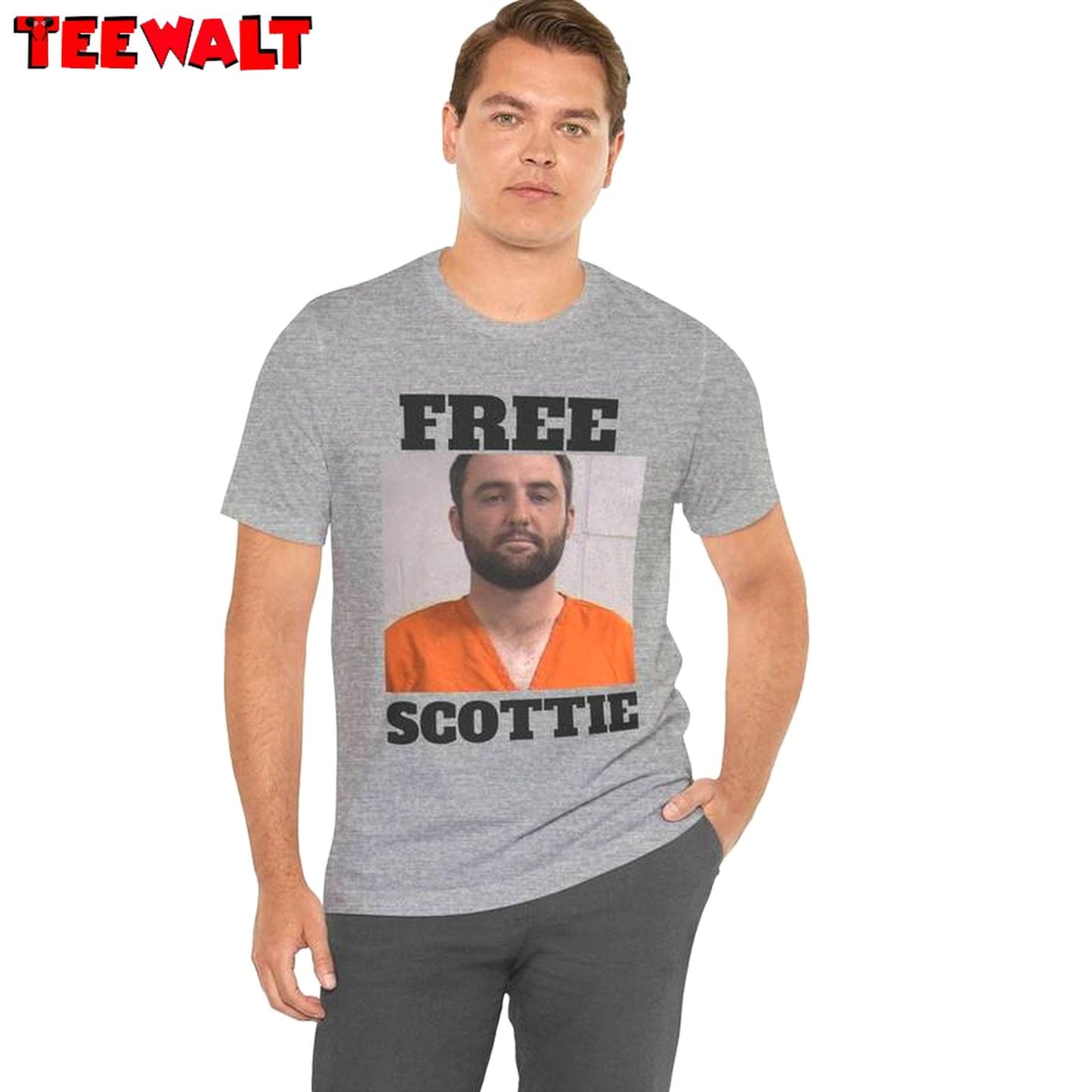 New Rare Free Scottie Shirt, Funny Scottie Mugshot Crewneck Long Sleeve