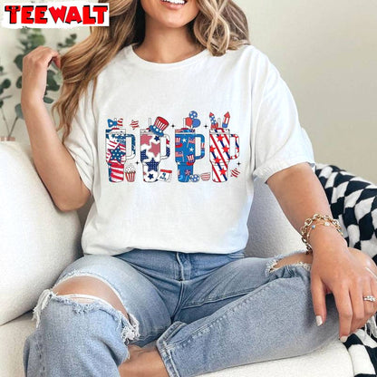 Funny Usa Flag Crewneck, Trendy Obsessive Cup Disorder 4th Of July