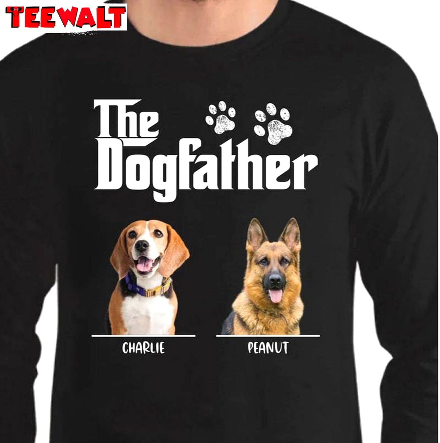 Dog Dad Unisex Hoodie, Cool Design The Dogfather Shirt Long Sleeve