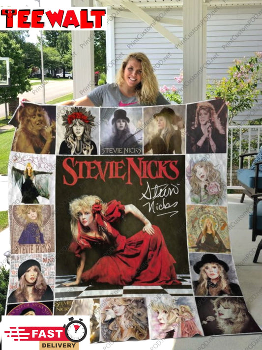 Stevie Nicks Signed Retro Quilt Blanket