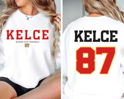 Travis Kelce Football Crewneck Sweatshirt - Kansas City Fan Gift Shirt