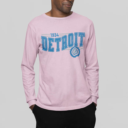 Detroit Football Retro Crewneck Long Sleeve Game Day T-Shirt