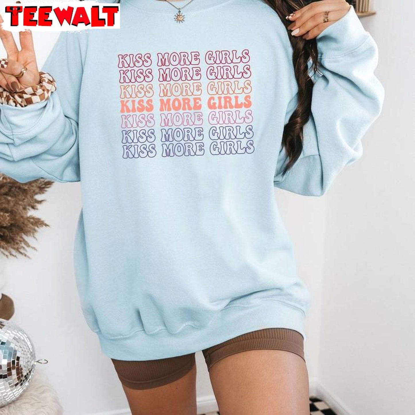 Groovy Lesbian Unisex Hoodie, Comfort Kiss More Girls Shirt Long Sleeve