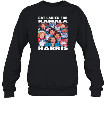 Cat Ladies For Kamala Harris Funny Cat President Kamala 2024 T-Shirt