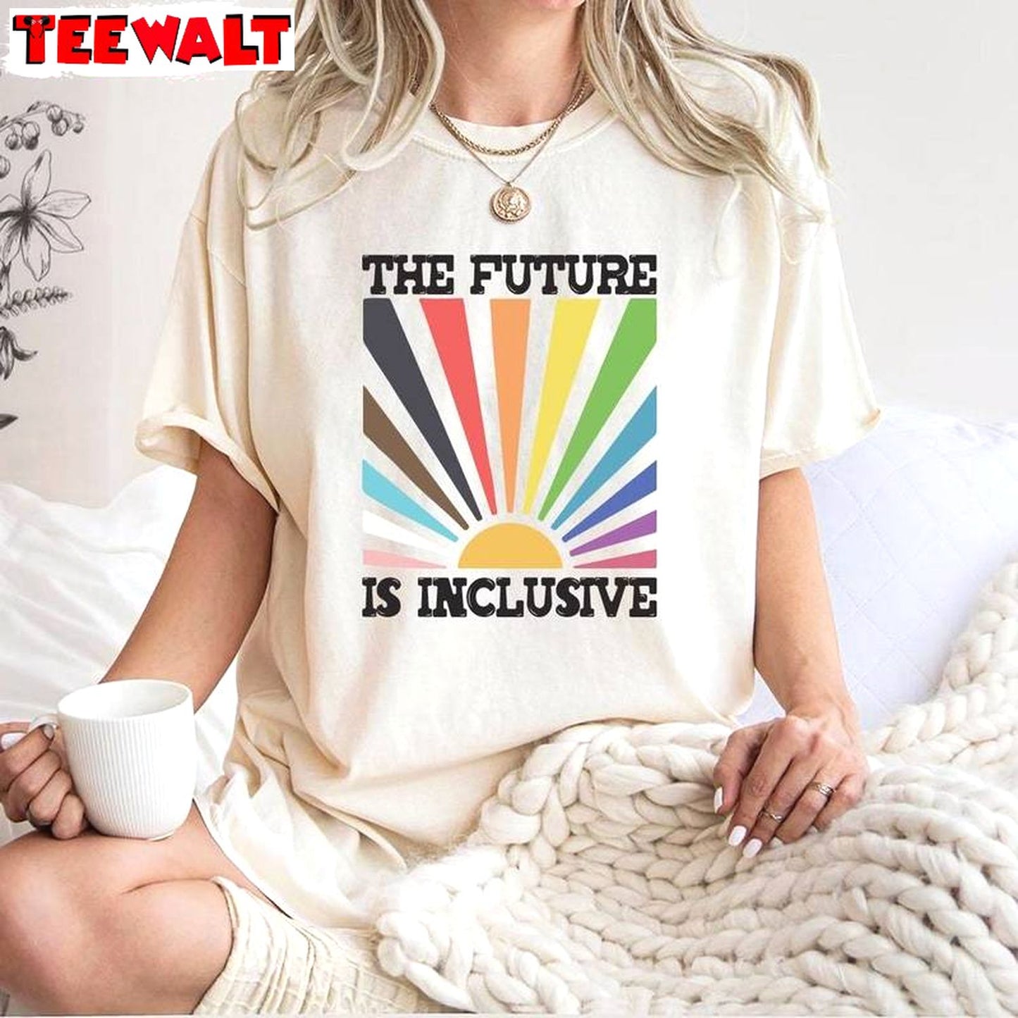 Creative The Future Is Inclusive Shirt, Groovy Rainbow Pride