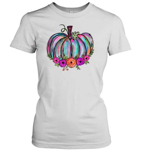 Colorful Pumpkin Watercolor Pumpkin Teacher T-Shirt