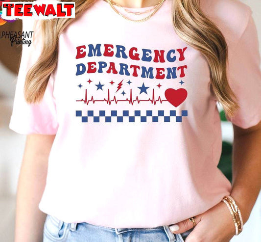 American Cool Design Unisex Hoodie, Groovy Emergency Department 4th Of July