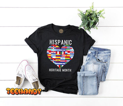 All Countries Flags Heart Hispanic Heritage Month T-Shirt