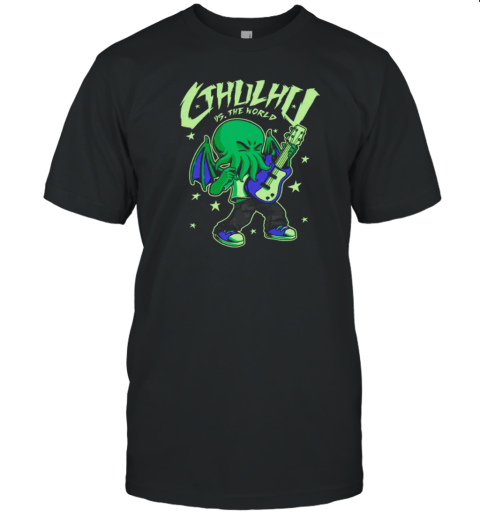 Cthulhu Vs The World Cthulhu Guitar Comic T-Shirt