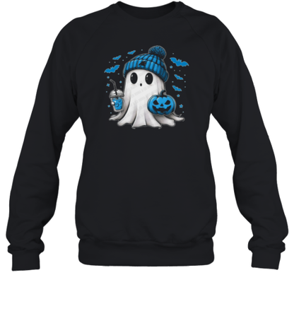 Halloween Carolina Panthers NFL Football Fan Ghost With Pumpkin T-Shirt