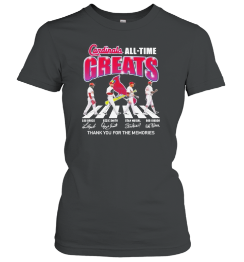 St Louis Cardinals All Time Greats Team Abbey Road Thank You For The Memories Signatures T-Shirt