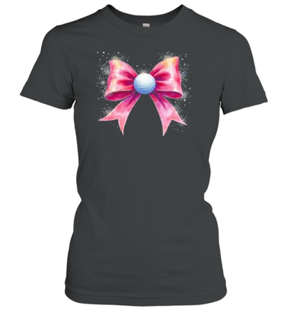 Coquette Golf With Pink Bow And Stars Cute Game Day Aesthetic T-Shirt